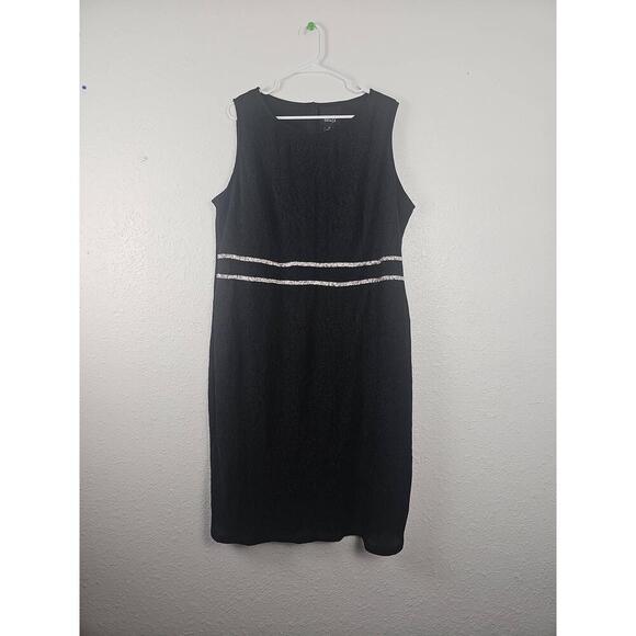 NWT Lovely Grace Black Silver Knee Length Sleeveless Sheath Dress - Picture 1 of 4